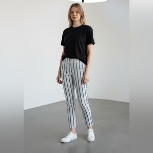 LOFT Ann Taylor Striped Ankle Pants-Cream and Blue women’s size 6